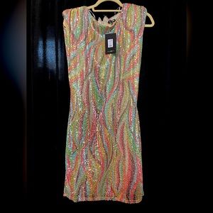 1x Fashion Nova multi colored sequin mini dress